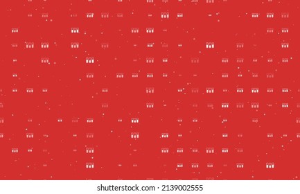 Seamless background pattern of evenly spaced white water game symbols of different sizes and opacity. Vector illustration on red background with stars