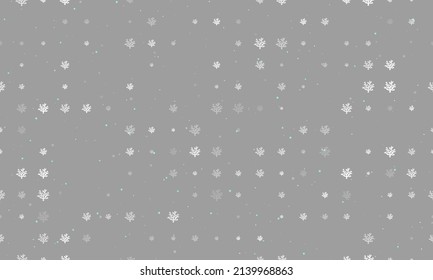 Seamless background pattern of evenly spaced white coral symbols of different sizes and opacity. Vector illustration on gray background with stars