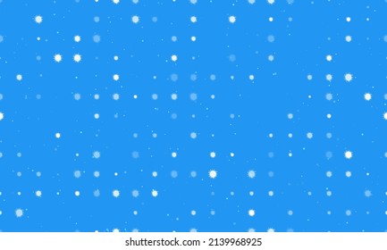 Seamless background pattern of evenly spaced white sea urchin symbols of different sizes and opacity. Vector illustration on blue background with stars