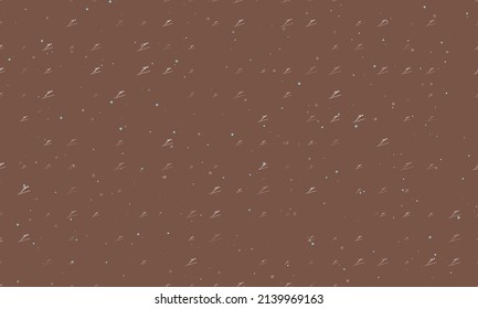 Seamless background pattern of evenly spaced white Ski jumping symbols of different sizes and opacity. Vector illustration on brown background with stars