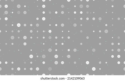 Seamless background pattern of evenly spaced white depression symbols of different sizes and opacity. Vector illustration on gray background with stars