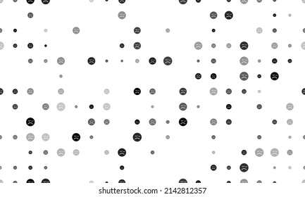 Seamless background pattern of evenly spaced black depression symbols of different sizes and opacity. Vector illustration on white background