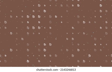 Seamless background pattern of evenly spaced white goal symbols of different sizes and opacity. Vector illustration on brown background with stars