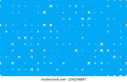 Seamless background pattern of evenly spaced white arch symbols of different sizes and opacity. Vector illustration on light blue background with stars