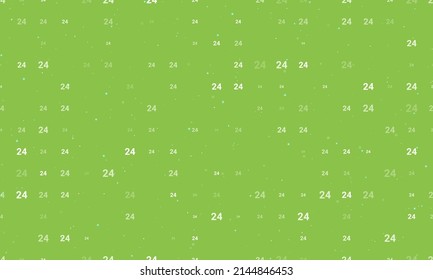 Seamless background pattern of evenly spaced white around the clock symbols of different sizes and opacity. Vector illustration on light green background with stars