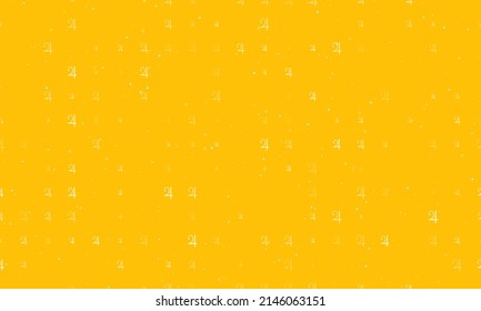 Seamless background pattern of evenly spaced white jupiter astrological symbols of different sizes and opacity. Vector illustration on amber background with stars