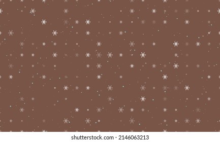 Seamless background pattern of evenly spaced white astrological sextile symbols of different sizes and opacity. Vector illustration on brown background with stars