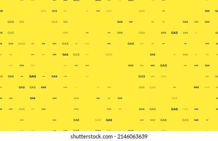 Nahtlose Hintergrundmuster mit gleichmäßigen schwarzen Gastextzeichen unterschiedlicher Größe und Deckkraft. Vektorgrafik auf gelbem Hintergrund mit Sternen