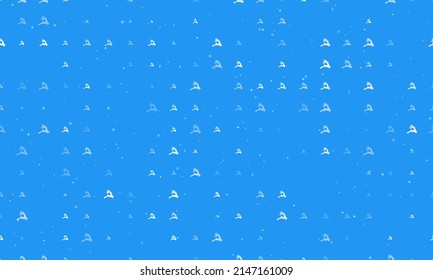 Seamless background pattern of evenly spaced white Christmas deers of different sizes and opacity. Vector illustration on blue background with stars