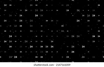 Seamless background pattern of evenly spaced white around the clock symbols of different sizes and opacity. Vector illustration on black background with stars