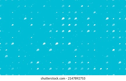 Seamless background pattern of evenly spaced white iron symbols of different sizes and opacity. Vector illustration on cyan background with stars