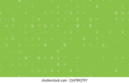Seamless background pattern of evenly spaced white jupiter astrological symbols of different sizes and opacity. Vector illustration on light green background with stars