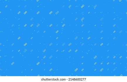 Seamless background pattern of evenly spaced white astrological opposition symbols of different sizes and opacity. Vector illustration on blue background with stars