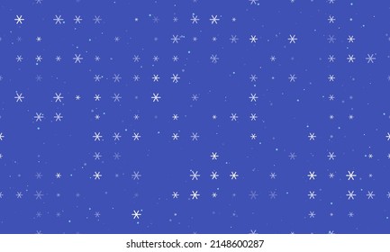Seamless background pattern of evenly spaced white astrological sextile symbols of different sizes and opacity. Vector illustration on indigo background with stars