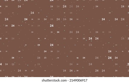 Seamless background pattern of evenly spaced white around the clock symbols of different sizes and opacity. Vector illustration on brown background with stars