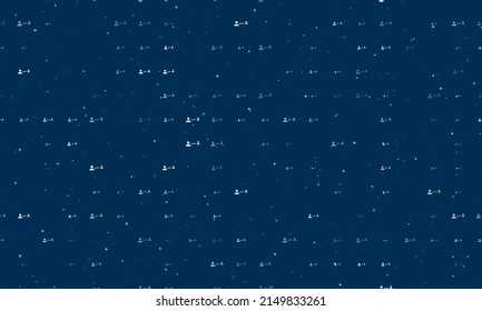 Seamless background pattern of evenly spaced white social distance symbols of different sizes and opacity. Vector illustration on dark blue background with stars