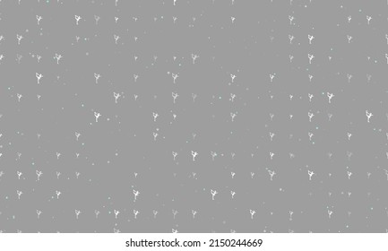 Seamless background pattern of evenly spaced white figure skating symbols of different sizes and opacity. Vector illustration on grey background with stars