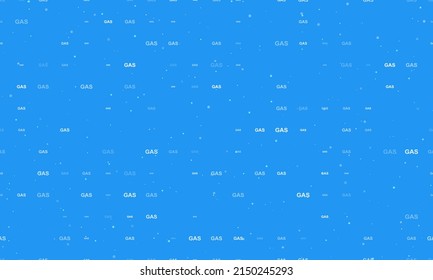 Seamless background pattern of evenly spaced white gas text symbols of different sizes and opacity. Vector illustration on blue background with stars