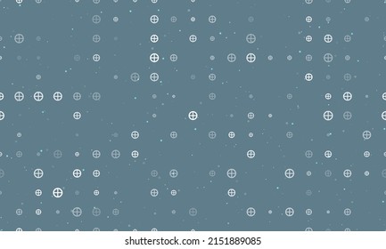 Patrón de fondo sin brillo de símbolos de tierra astrológica blanca uniformemente espaciados de diferentes tamaños y opacidad. Ilustración vectorial sobre fondo gris azul con estrellas