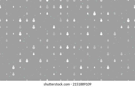 Patrón de fondo sin foco de nevadas blancas de Navidad uniformemente espaciadas de diferentes tamaños y opacidad. Ilustración vectorial sobre fondo gris con estrellas