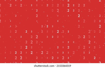 Seamless background pattern of evenly spaced white number two symbols of different sizes and opacity. Vector illustration on red background with stars