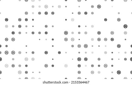 Seamless background pattern of evenly spaced black no photo symbols of different sizes and opacity. Vector illustration on white background