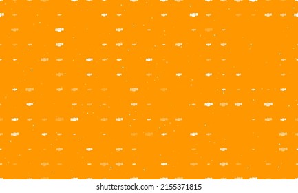 Seamless background pattern of evenly spaced white handshake symbols of different sizes and opacity. Vector illustration on orange background with stars