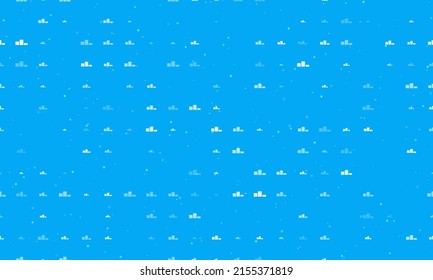 Seamless background pattern of evenly spaced white winners podium symbols of different sizes and opacity. Vector illustration on light blue background with stars