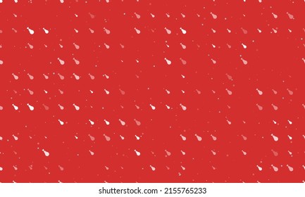 Seamless background pattern of evenly spaced white chicken's leg symbols of different sizes and opacity. Vector illustration on red background with stars