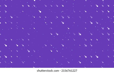 Seamless background pattern of evenly spaced white chicken's leg symbols of different sizes and opacity. Vector illustration on deep purple background with stars
