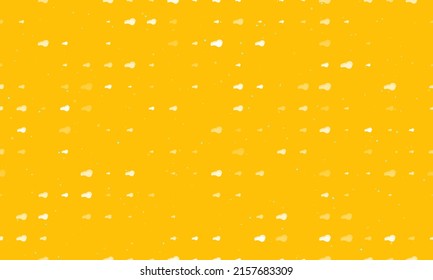 Seamless background pattern of evenly spaced white sports whistle symbols of different sizes and opacity. Vector illustration on amber background with stars