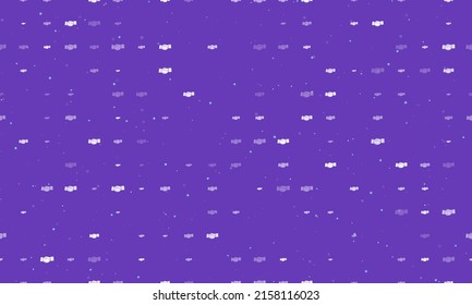 Seamless background pattern of evenly spaced white handshake symbols of different sizes and opacity. Vector illustration on deep purple background with stars