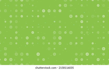 Seamless background pattern of evenly spaced white web symbols of different sizes and opacity. Vector illustration on light green background with stars