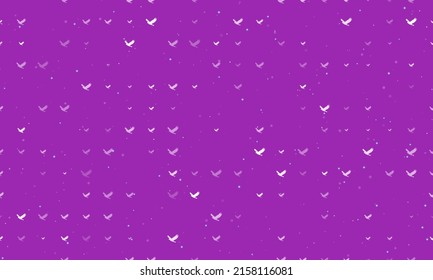 Seamless background pattern of evenly spaced white eagle symbols of different sizes and opacity. Vector illustration on purple background with stars