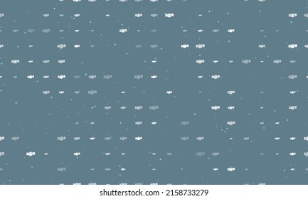 Seamless background pattern of evenly spaced white handshake symbols of different sizes and opacity. Vector illustration on blue grey background with stars