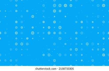 Seamless background pattern of evenly spaced white web symbols of different sizes and opacity. Vector illustration on light blue background with stars