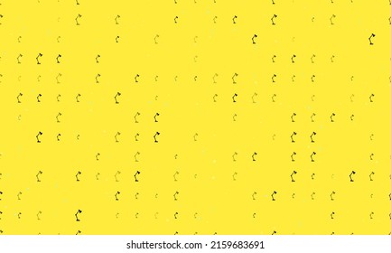 Seamless background pattern of evenly spaced black table lamp symbols of different sizes and opacity. Vector illustration on yellow background with stars