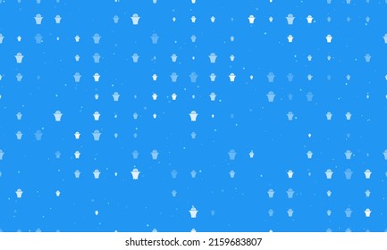 Seamless background pattern of evenly spaced white basketball symbols of different sizes and opacity. Vector illustration on blue background with stars