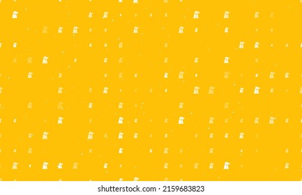 Seamless background pattern of evenly spaced white industrial pollution symbols of different sizes and opacity. Vector illustration on amber background with stars