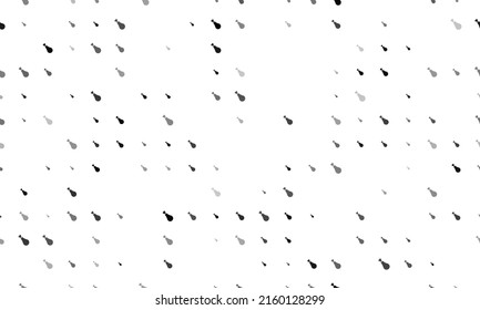 Seamless background pattern of evenly spaced black chicken's leg symbols of different sizes and opacity. Vector illustration on white background