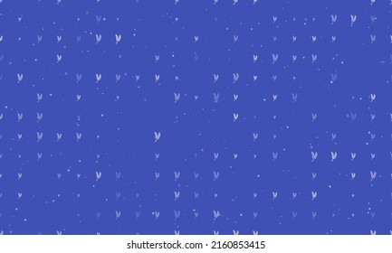 Seamless background pattern of evenly spaced white wheat symbols of different sizes and opacity. Vector illustration on indigo background with stars