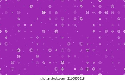 Seamless background pattern of evenly spaced white web symbols of different sizes and opacity. Vector illustration on purple background with stars
