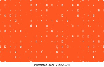 Seamless background pattern of evenly spaced white washer symbols of different sizes and opacity. Vector illustration on deep orange background with stars