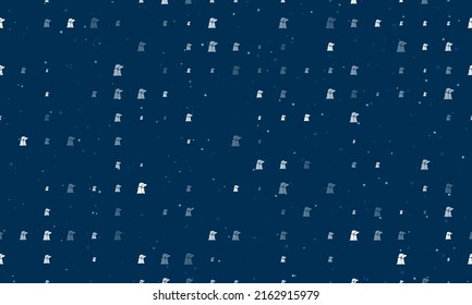 Seamless background pattern of evenly spaced white industrial pollution symbols of different sizes and opacity. Vector illustration on dark blue background with stars