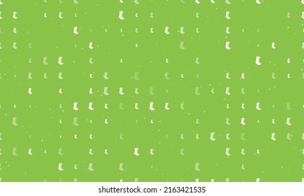 Seamless background pattern of evenly spaced white socks symbols of different sizes and opacity. Vector illustration on light green background with stars