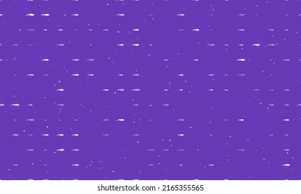 Seamless background pattern of evenly spaced white whale symbols of different sizes and opacity. Vector illustration on deep purple background with stars