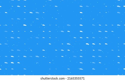 Seamless Background Pattern Of Evenly Spaced White Football Boot Symbols Of Different Sizes And Opacity. Vector Illustration On Blue Background With Stars