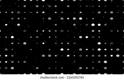 Seamless background pattern of evenly spaced white lemon symbols of different sizes and opacity. Vector illustration on black background with stars