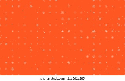 Seamless background pattern of evenly spaced white spider web symbols of different sizes and opacity. Vector illustration on deep orange background with stars