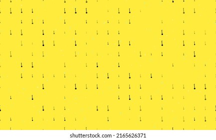 Seamless background pattern of evenly spaced black gyroscooters of different sizes and opacity. Vector illustration on yellow background with stars